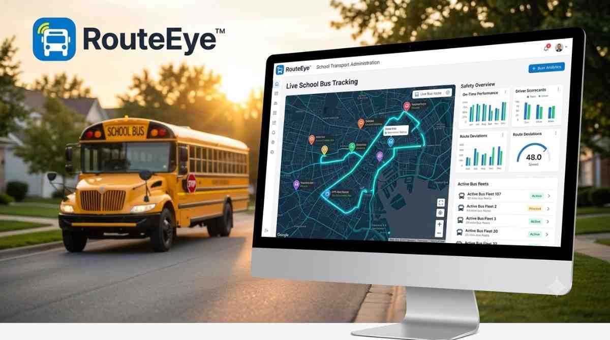 School bus tracking dashboard with live map and analytics.