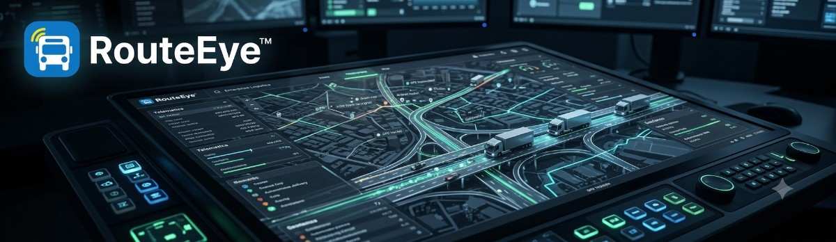 Real-time vehicle tracking software UI on modern fleet map
