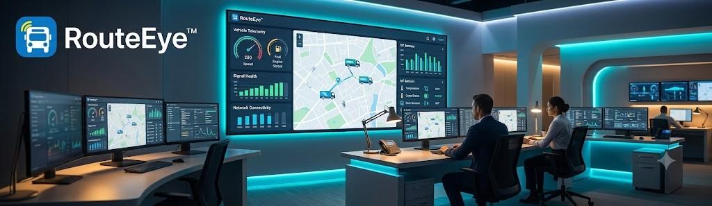 RouteEye fleet monitoring dashboard in modern control center